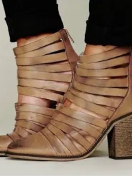Free People Shoes - FREE PEOPLE HYBRID STRAPPY LEATHER BOOTIE BOOT TERRACOTTA LEATHER